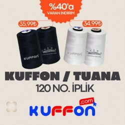 Kuffon - Tuana 120 Numara Beyaz Dikiş İpliği 50 Adet 5000 Mt