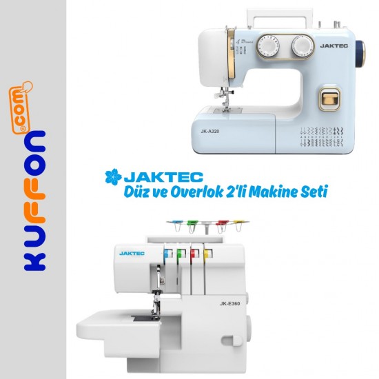 Jaktec A320 Dikiş Makinesi Ve E360 4 İplik Overlok Makinesi / Ev Tipi 2'Li Makine Seti
