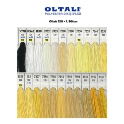 Oltalı 120 Numara Renkli Polyester Dikiş İpliği 6 Adet Kartela 1.Sutun