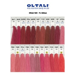 Oltalı 120 Numara Renkli Polyester Dikiş İpliği 6 Adet Kartela 11.Sutun
