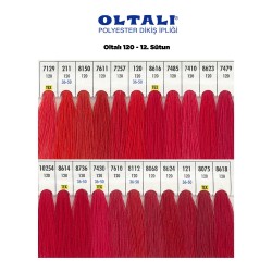 Oltalı 120 Numara Renkli Polyester Dikiş İpliği 6 Adet Kartela 12.Sutun