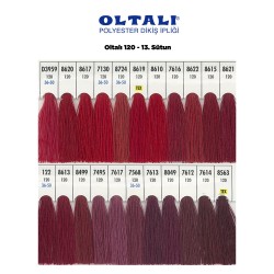 Oltalı 120 Numara Renkli Polyester Dikiş İpliği 6 Adet Kartela 13.Sutun