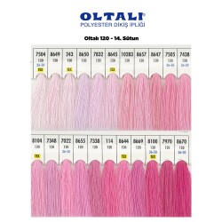 Oltalı 120 Numara Renkli Polyester Dikiş İpliği 6 Adet Kartela 14.Sutun