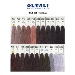 Oltalı 120 Numara Renkli Polyester Dikiş İpliği 6 Adet Kartela 16.Sutun