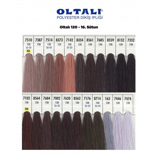 Oltalı 120 Numara Renkli Polyester Dikiş İpliği 6 Adet Kartela 16.Sutun