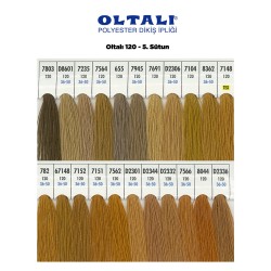 Oltalı 120 Numara Renkli Polyester Dikiş İpliği 6 Adet Kartela 5.Sutun