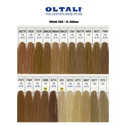 Oltalı 120 Numara Renkli Polyester Dikiş İpliği 6 Adet Kartela 6.Sutun