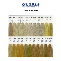 Oltalı 120 Numara Renkli Polyester Dikiş İpliği 6 Adet Kartela 7.Sutun