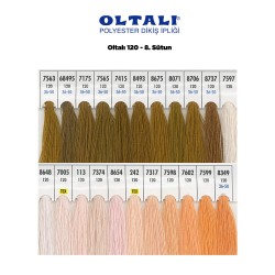 Oltalı 120 Numara Renkli Polyester Dikiş İpliği 6 Adet Kartela 8.Sutun