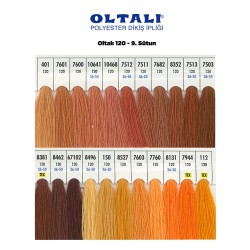 Oltalı 120 Numara Renkli Polyester Dikiş İpliği 6 Adet Kartela 9.Sutun