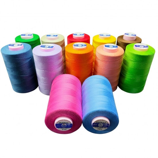 Oltalı 120 Numara Renkli Polyester Dikiş İpliği 6 Adet Kartela 4.Sutun